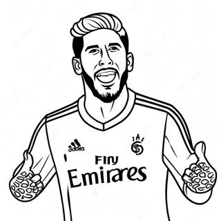 Sergio Ramos feiert ein Tor Ausmalbild | Sergio Ramos Ausmalbild