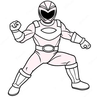 Pink Power Ranger Action Pose Ausmalbild | Rosa Power Ranger Ausmalbild