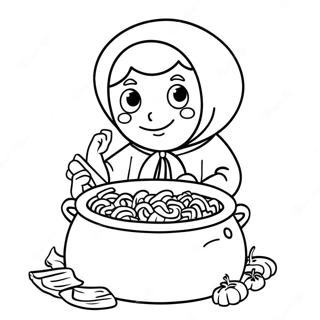 Strega Nona mit Pastatopf Ausmalbild | Strega Nona Ausmalbild