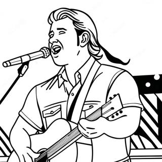 Morgan Wallen Singt auf der Bühne Ausmalbild | Morgan Wallen Ausmalbild