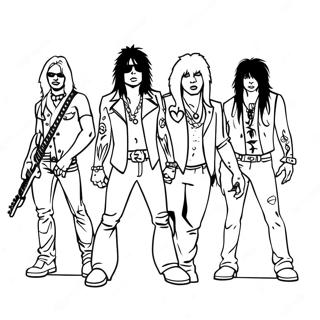 Motley Crue Rockband Ausmalbild | Motley Crue Ausmalbild