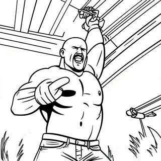 Stone Cold Steve Austin in Aktion Ausmalbild | Stone Cold Steve Austin Ausmalbild