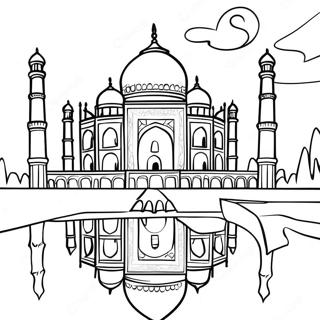 Taj Mahal bei Sonnenuntergang Ausmalbild | Taj Mahal Ausmalbild