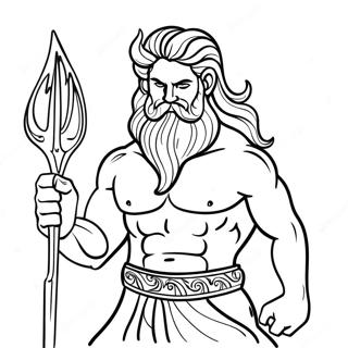 Poseidon mit Dreizack Ausmalbild | Poseidon Ausmalbild