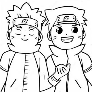 Niedliches Naruto und Hinata, die Händchen halten Ausmalbild | Naruto und Hinata Ausmalbild