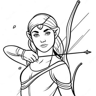 Artemis mit Bogen und Pfeil Ausmalbild | Artemis Ausmalbild