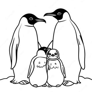 Niedliche Kaiser-Pinguin-Familie Ausmalbild | Kaiser-Pinguin Ausmalbild