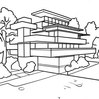 Frank Lloyd Wright Architektonisches Design Ausmalbild | Frank Lloyd Wright Ausmalbild