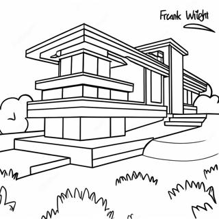 Frank Lloyd Wright Ikonischer Prairie-Stil Ausmalbild | Frank Lloyd Wright Ausmalbild