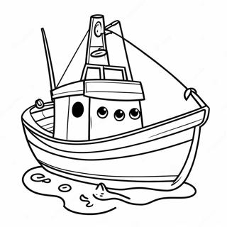 Buntes Fischerboot mit Fang Ausmalbild | Anglerboot Ausmalbild