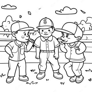 Sandlot Kinder beim Baseballspielen Ausmalbild | Sandkasten Ausmalbild