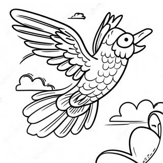 Peso Pluma fliegt am Himmel Ausmalbild | Peso Pluma Ausmalbild