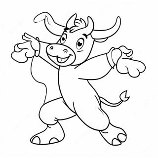 Benny der Stier tanzend Farbseite | Benny der Stier Ausmalbild