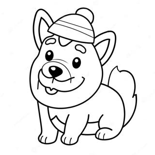 Weihnachts-Corgi mit Weihnachtsmann-Hut Ausmalbild | Weihnachts Corgi Ausmalbild