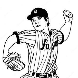 Shohei Ohtani Wurfaktion Ausmalbild | Shohei Ohtani Ausmalbild