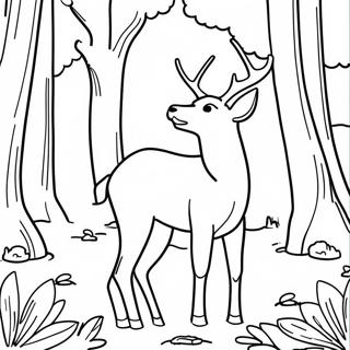 Weißschwanzhirsch im Wald Ausmalbild | Weißschwanzhirsch Ausmalbild