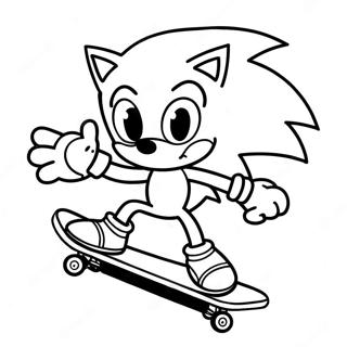 Sonic macht Tricks auf dem Skateboard Ausmalbild | Sonic Skateboard Ausmalbild