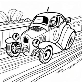 Dirt Track Rennwagen-Ausmalbild | Schotterbahnrennen Ausmalbild