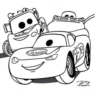 Lightning McQueen mit Freunden Ausmalbild | Autos 3 Blitz McQueen Ausmalbild