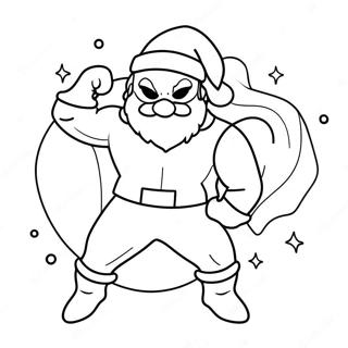 Festlicher Superheld mit Weihnachtsmütze Ausmalbild | Superheld Weihnachten Ausmalbild