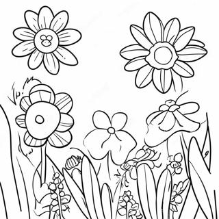 Wildblumen Garten Ausmalbild | Wildblume Ausmalbild