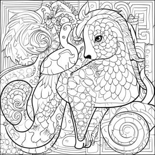 Bunte Tier-Mosaik Muster Ausmalbild | Tier-Mosaik Ausmalbild