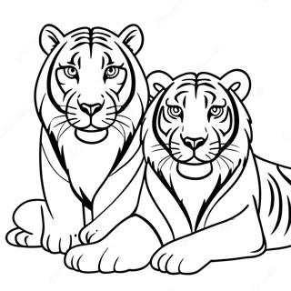 Löwe und Tiger Ausmalbild | Löwe und Tiger Ausmalbild