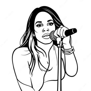 Aaliyah Auf der Bühne Ausmalbild | Aaliyah Ausmalbild