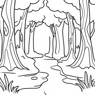 Malerei von friedlicher Waldlandschaft in Graustufen | Landschaft Graustufen Ausmalbild
