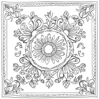 Florales Bandana Design Ausmalbild | Bandana Ausmalbild
