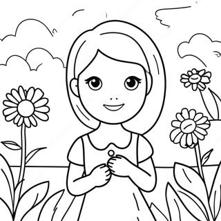 Charmante Chloe in einem Blumengarten Ausmalbild | Chloe Ausmalbild