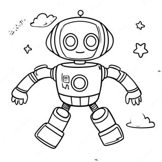 PJ-Roboter, der im Weltraum fliegt Ausmalbild | PJ Roboter Ausmalbild