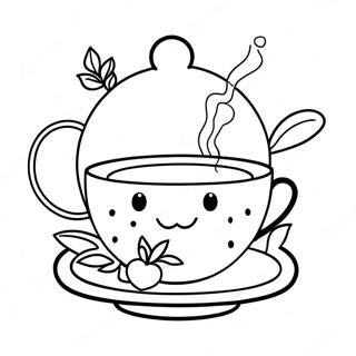 Niedliche Teetasse Ausmalbild | Tee Ausmalbild