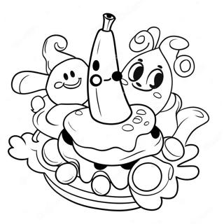 Bunte Bananensplit Charaktere Ausmalbild | Die Bananen-Splits Ausmalbild
