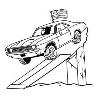 General Lee springt über eine Rampe Ausmalbild | General Lee Ausmalbild