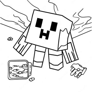 Minecraft Ghast schwebt am Himmel Ausmalbild | Minecraft Ghast Ausmalbild