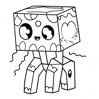 Niedlicher Minecraft Ghast mit großen Augen Ausmalbild | Minecraft Ghast Ausmalbild