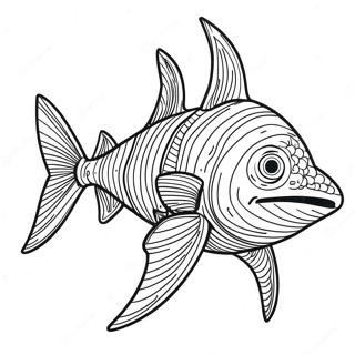 Fiercer Helicoprion schwimmt Ausmalbild | Helicoprion Ausmalbild