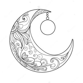 Traumhafter Halbmond Ausmalbild | Mond Boho Ausmalbild