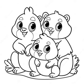 Niedliche Burgess Tierfamilie Ausmalbild | Burgess Tier Ausmalbild