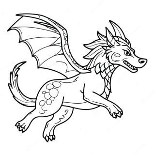 Majestätischer Wolf Drache fliegendes Ausmalbild | Wolfdrache Ausmalbild