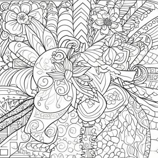 Bunte geometrische Muster Ausmalbild | Trippige Illusion Ausmalbild