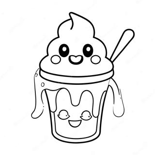 Lustiger Joghurt-Charakter mit einem Lächeln Ausmalbild | Joghurt Ausmalbild