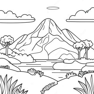 Buntes Pixelkunst Landschaft Ausmalbild | Pixelkunst Ausmalbild