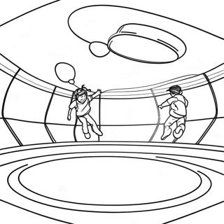 Bunter Trampolinpark Ausmalbild | Trampolin Ausmalbild
