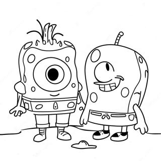 SpongeBob und Patrick Herzergreifendes Ausmalbild | SpongeBob Valentinstag Ausmalbild