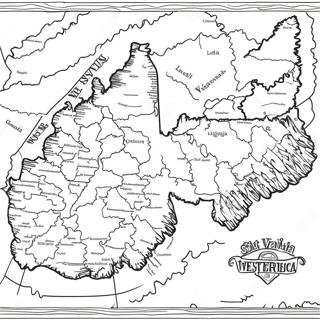 West Virginia Staatskarte Ausmalbild | West Virginia Ausmalbild