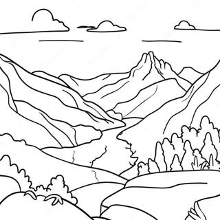 Schöne West Virginia Berge Ausmalbild | West Virginia Ausmalbild