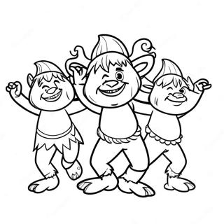 Bunte tanzende Trolle Ausmalbild | Trollstopia Ausmalbild