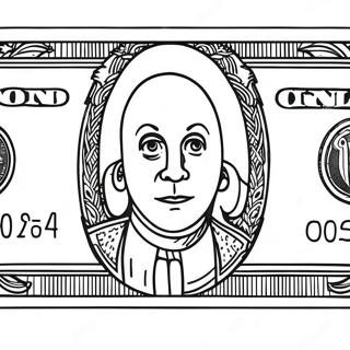 Lustige Dollar-Schein Ausmalbild | Dollar-Schein Ausmalbild